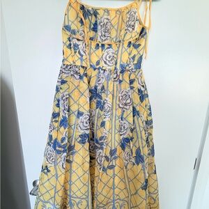 Floral Yellow and Blue Mini Dress